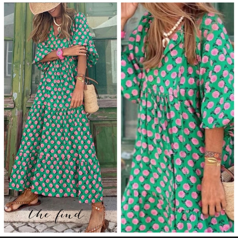 LIKE NEW 3/4 sleeve maxi dress